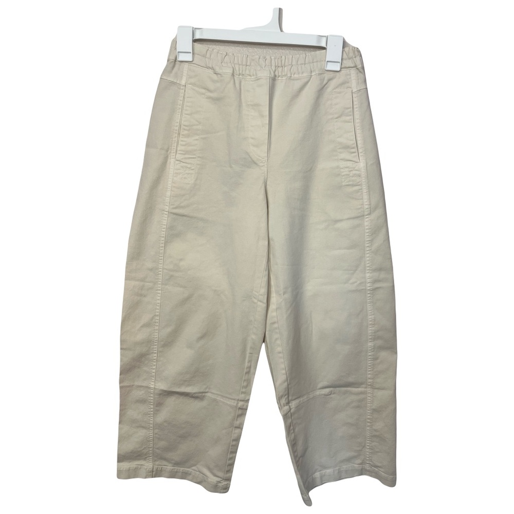 Banana Republic MID-RISE RELAXED PAINTER PULL-ON PANT Cream White XS Barrel Leg